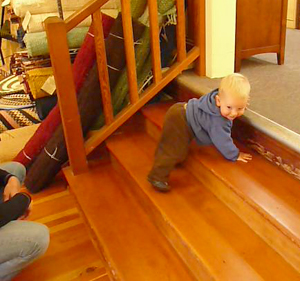 learning to go down stairs